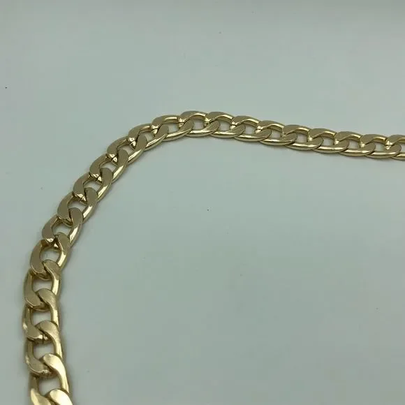 RETRO Gold Tone Curb Link Chain Necklace, Power Dressing Unisex 1980s Style - Picture 10 of 11